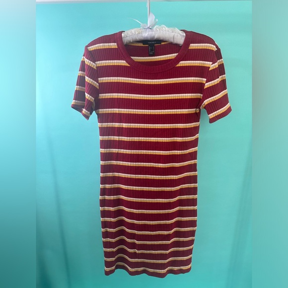 Red and Yellow Forever 21 Ribbed T-shirt dress - Picture 1 of 2